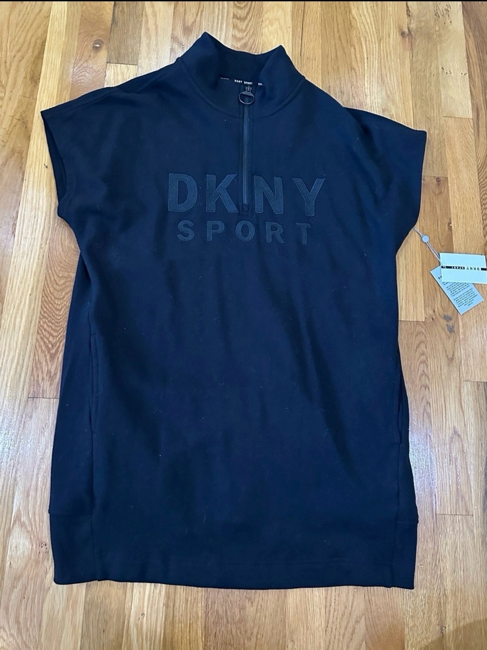 DKNY Black Sleeveless Zip-Front Sport Tunic